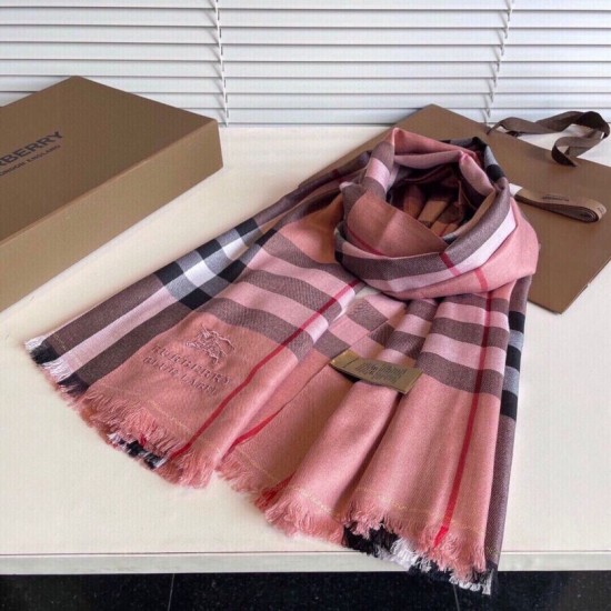 Top AAAAA Replica Burberry Classic Check Scarf Cashmere Pink 70 x 200 Clone Cheap