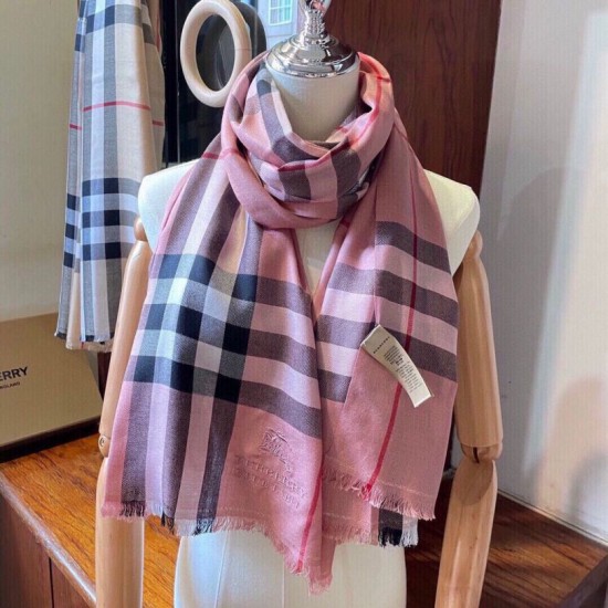 Top AAAAA Replica Burberry Classic Check Scarf Cashmere Pink 70 x 200 Clone Cheap
