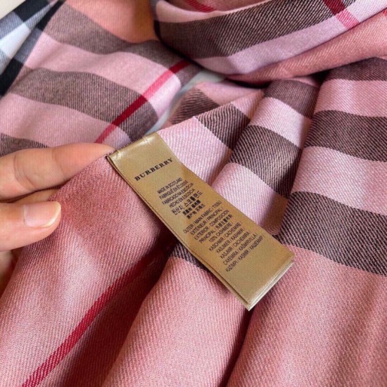 Top AAAAA Replica Burberry Classic Check Scarf Cashmere Pink 70 x 200 Clone Cheap