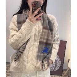 Top AAAAA Replica Reversible Cashmere Scarf with EKD Burberry Check Pattern 30 x 200 Camel Clone Cheap