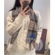 Top AAAAA Replica Reversible Cashmere Scarf with EKD Burberry Check Pattern 30 x 200 Camel Clone Cheap