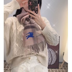 Top AAAAA Replica Reversible Cashmere Scarf with EKD Burberry Check Pattern 30 x 200 Pink Clone Cheap
