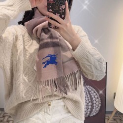 Top AAAAA Replica Reversible Cashmere Scarf with EKD Burberry Check Pattern 30 x 200 Pink Clone Cheap