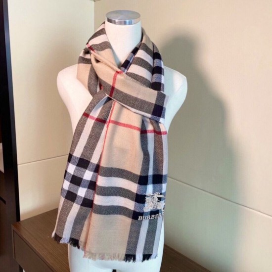 Top AAAAA Replica Cashmere Scarf/Shawl with Burberry Archive Vintage Check Pattern, Beige 90 x 200 Clone Cheap