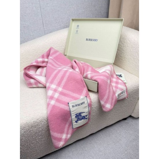Fake Burberry Check Wool Scarf/Blanket with Equestrian Label 30 x 180 Pink Replica Top AAAAA Replica Burberry Check Wool Scarf/Blanket with Equestrian Label 30 x 180 Pink Clone Cheap