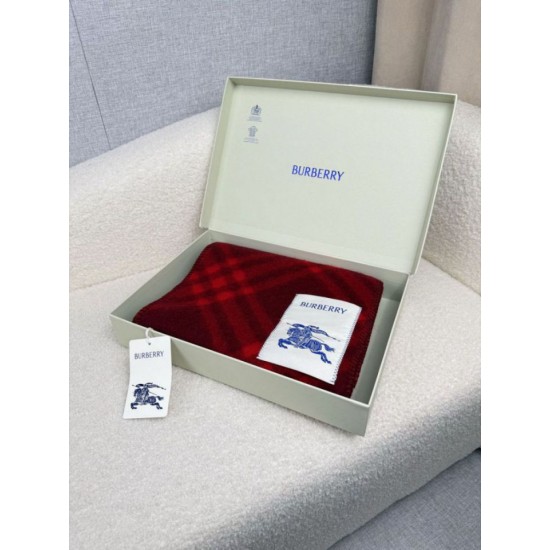 Top AAAAA Replica Burberry Check Wool Scarf/Blanket with Equestrian Label 30 x 180 Red Clone Cheap