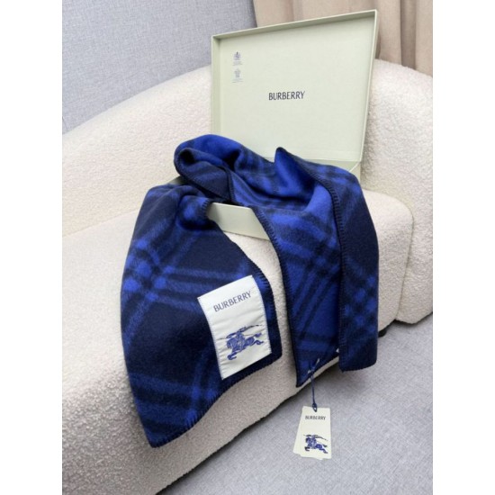 Fake Burberry Check Wool Scarf/Blanket with Equestrian Label 30 x 180 Blue Replica Top AAAAA Replica Burberry Check Wool Scarf/Blanket with Equestrian Label 30 x 180 Blue Clone Cheap