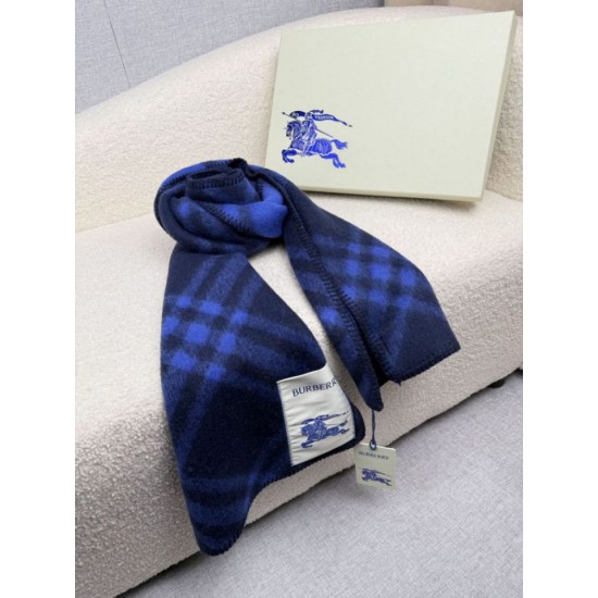 Fake Burberry Check Wool Scarf/Blanket with Equestrian Label 30 x 180 Blue Replica Top AAAAA Replica Burberry Check Wool Scarf/Blanket with Equestrian Label 30 x 180 Blue Clone Cheap