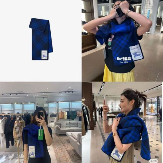Fake Burberry Check Wool Scarf/Blanket with Equestrian Label 30 x 180 Blue Replica Top AAAAA Replica Burberry Check Wool Scarf/Blanket with Equestrian Label 30 x 180 Blue Clone Cheap