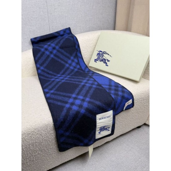 Fake Burberry Check Wool Scarf/Blanket with Equestrian Label 30 x 180 Blue Replica Top AAAAA Replica Burberry Check Wool Scarf/Blanket with Equestrian Label 30 x 180 Blue Clone Cheap