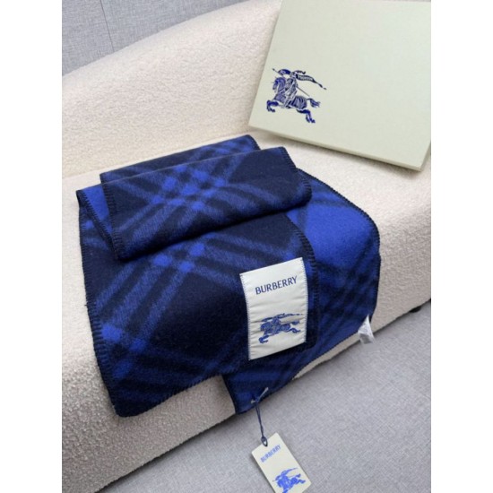 Fake Burberry Check Wool Scarf/Blanket with Equestrian Label 30 x 180 Blue Replica Top AAAAA Replica Burberry Check Wool Scarf/Blanket with Equestrian Label 30 x 180 Blue Clone Cheap
