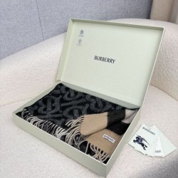 Top AAAAA Replica Burberry Reversible TB Cashmere/Wool Check Scarf, 30 x 180 cm, Black/Brown Clone Cheap