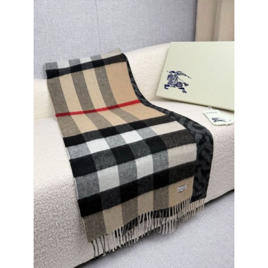 Top AAAAA Replica Burberry Reversible TB Cashmere/Wool Check Scarf, 30 x 180 cm, Black/Brown Clone Cheap