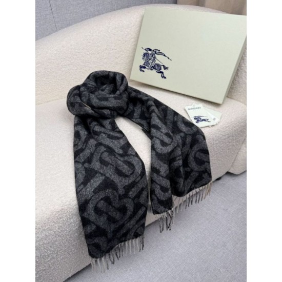 Top AAAAA Replica Burberry Reversible TB Cashmere/Wool Check Scarf, 30 x 180 cm, Black/Brown Clone Cheap