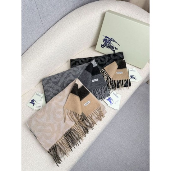 Top AAAAA Replica Burberry Reversible TB Cashmere/Wool Check Scarf, 30 x 180 cm, Black/Brown Clone Cheap
