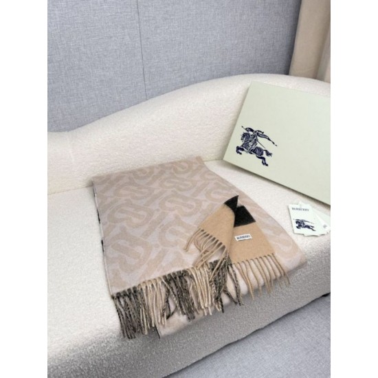 Top AAAAA Replica Burberry Reversible TB Cashmere/Wool Check Scarf, 30 x 180 cm, Beige/Brown Clone Cheap