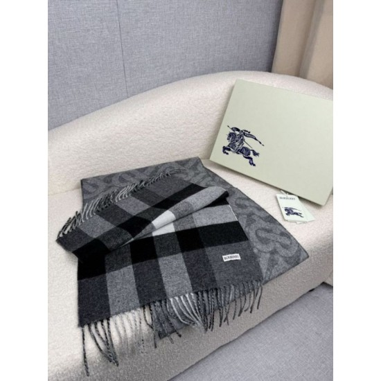 Top AAAAA Replica Burberry Reversible TB Cashmere/Wool Check Scarf, 30 x 180 cm, Black Clone Cheap