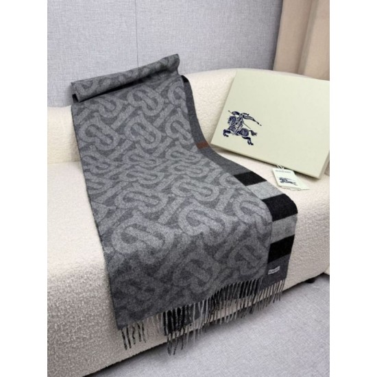 Top AAAAA Replica Burberry Reversible TB Cashmere/Wool Check Scarf, 30 x 180 cm, Black Clone Cheap