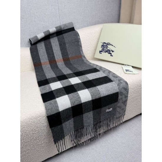 Top AAAAA Replica Burberry Reversible TB Cashmere/Wool Check Scarf, 30 x 180 cm, Black Clone Cheap