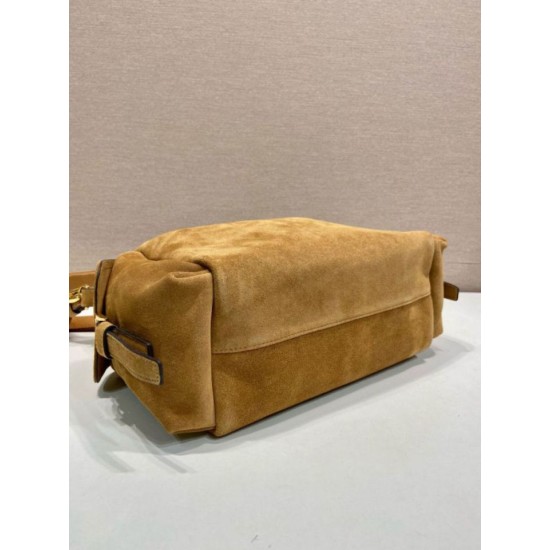 Top AAAAA Replica Prada Explore Large Suede Shoulder Bag 1BC264, Brown Clone Cheap