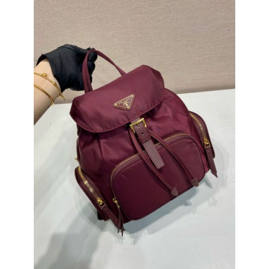 Top AAAAA Replica Prada Medium Re-Nylon Backpack with Belt Bag 1BZ811 Burgundy Clone Cheap