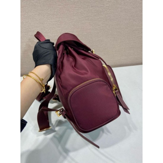 Top AAAAA Replica Prada Medium Re-Nylon Backpack with Belt Bag 1BZ811 Burgundy Clone Cheap