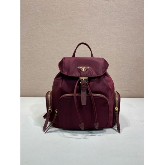 Top AAAAA Replica Prada Medium Re-Nylon Backpack with Belt Bag 1BZ811 Burgundy Clone Cheap