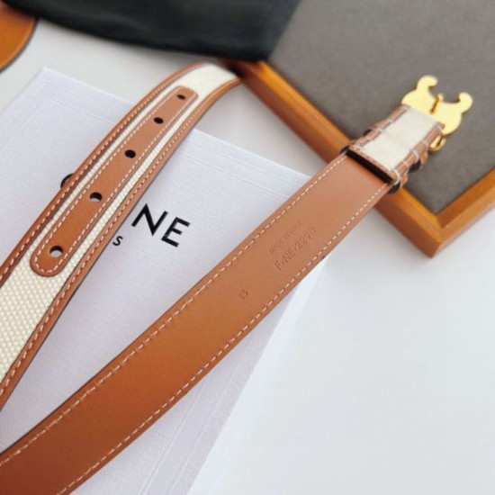 Top AAAAA Replica Celine Triomphe Medium Belt 25mm Brown Clone Cheap