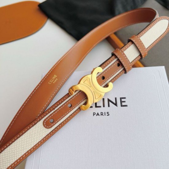 Top AAAAA Replica Celine Triomphe Medium Belt 25mm Brown Clone Cheap