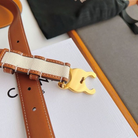 Top AAAAA Replica Celine Triomphe Medium Belt 25mm Brown Clone Cheap