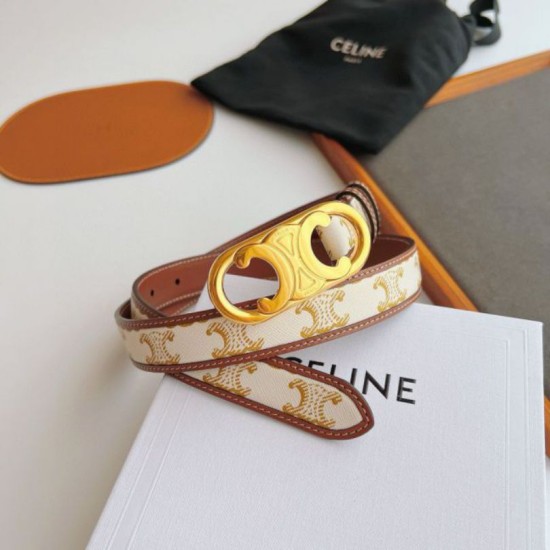 Top AAAAA Replica Celine Triomphe Medium Belt 25mm with Gold-Finish Buckle Clone Cheap