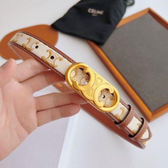 Top AAAAA Replica Celine Triomphe Medium Belt 25mm with Gold-Finish Buckle Clone Cheap