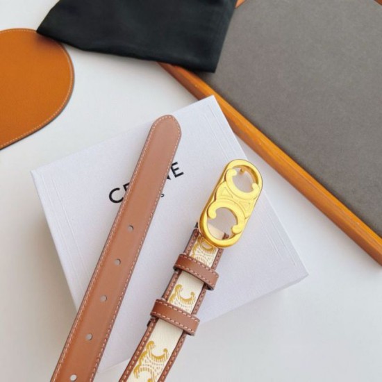 Top AAAAA Replica Celine Triomphe Medium Belt 25mm with Gold-Finish Buckle Clone Cheap