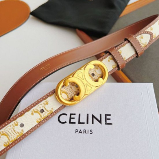 Top AAAAA Replica Celine Triomphe Medium Belt 25mm with Gold-Finish Buckle Clone Cheap