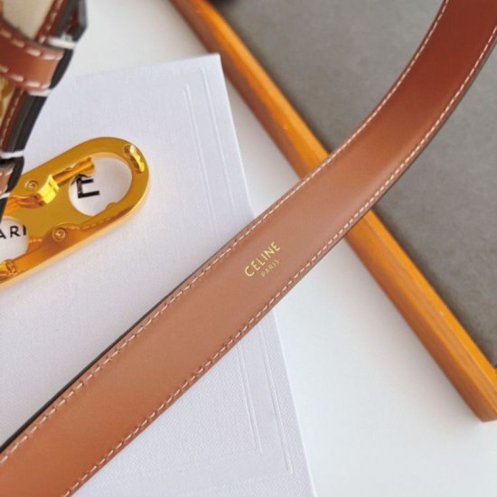 Top AAAAA Replica Celine Triomphe Medium Belt 25mm with Gold-Finish Buckle Clone Cheap