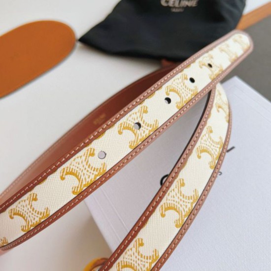 Top AAAAA Replica Celine Triomphe Medium Belt 25mm with Gold-Finish Buckle Clone Cheap