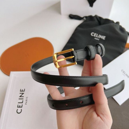 Top AAAAA Replica Celine Elegant Charm Belt 18mm Black with Gold-Finish Clone Cheap