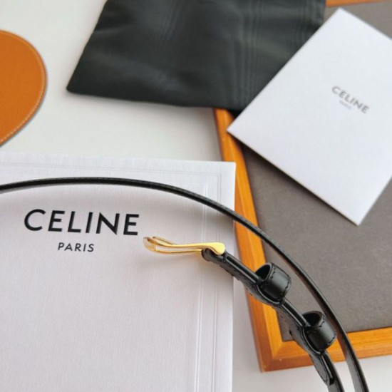 Top AAAAA Replica Celine Elegant Charm Belt 18mm Black with Gold-Finish Clone Cheap