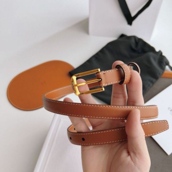Top AAAAA Replica Celine Elegant Charm Belt 18mm Brown with Gold-Finish Clone Cheap