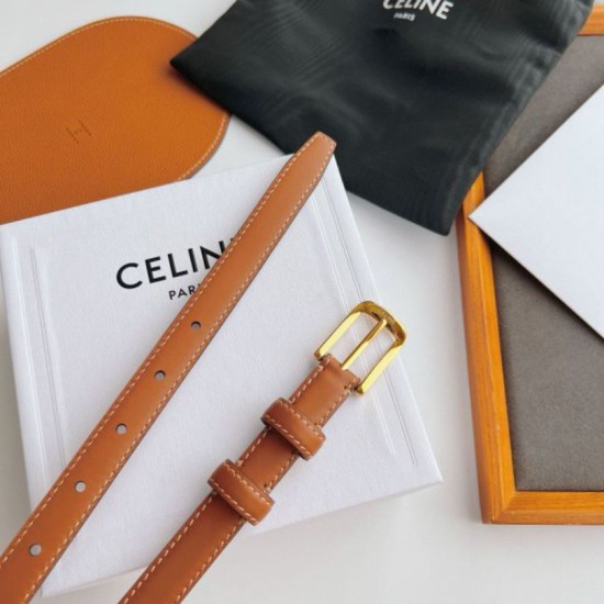 Top AAAAA Replica Celine Elegant Charm Belt 18mm Brown with Gold-Finish Clone Cheap
