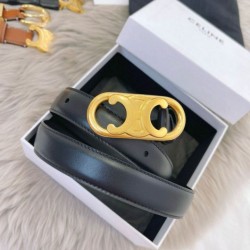 Top AAAAA Replica Celine Triomphe Medium Belt 25mm Black with Taurean Leather Clone Cheap