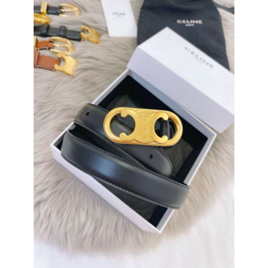 Top AAAAA Replica Celine Triomphe Medium Belt 25mm Black with Taurean Leather Clone Cheap