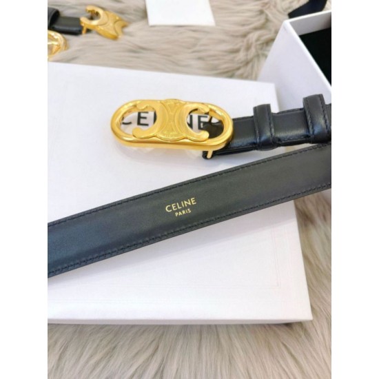 Top AAAAA Replica Celine Triomphe Medium Belt 25mm Black with Taurean Leather Clone Cheap