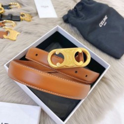 Top AAAAA Replica Celine Triomphe Medium Belt 25mm Brown with Taurean Leather Clone Cheap