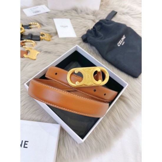 Top AAAAA Replica Celine Triomphe Medium Belt 25mm Brown with Taurean Leather Clone Cheap