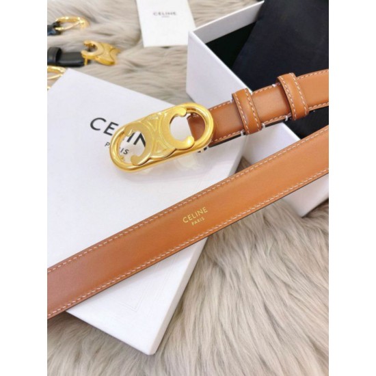 Top AAAAA Replica Celine Triomphe Medium Belt 25mm Brown with Taurean Leather Clone Cheap