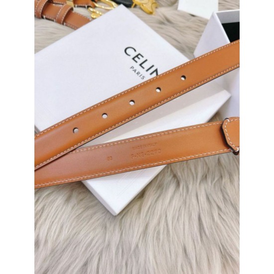 Top AAAAA Replica Celine Triomphe Medium Belt 25mm Brown with Taurean Leather Clone Cheap