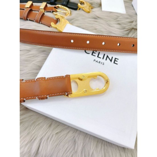 Top AAAAA Replica Celine Triomphe Medium Belt 25mm Brown with Taurean Leather Clone Cheap