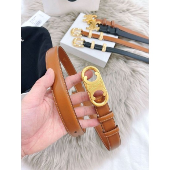 Top AAAAA Replica Celine Triomphe Medium Belt 25mm Brown with Taurean Leather Clone Cheap