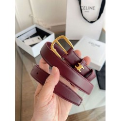 Top AAAAA Replica Celine Vivienne Medium Belt 25mm Natural Calfskin Burgundy Clone Cheap